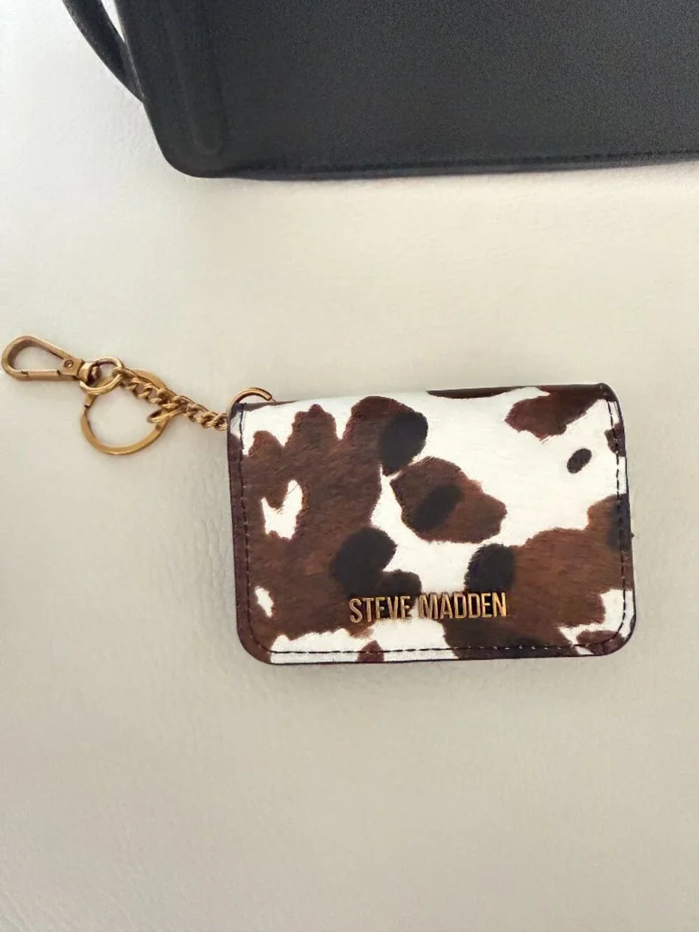 STEVE MADDEN BEVELYN SCARF SATCHEL CROSSBODY BAG ANIMAL PRINT SCARF WALLET BLACK